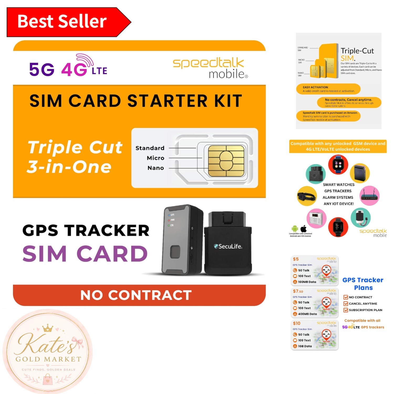 Easy Activation GPS Tracker SIM Card - Universal Sizes for Pets and Kids