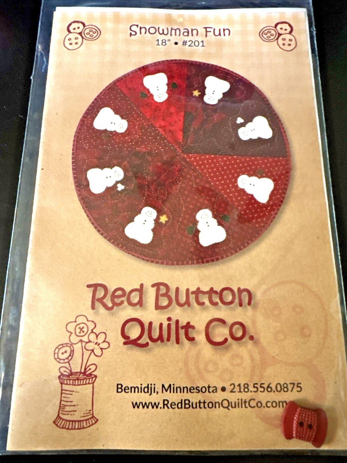 Red Button Quilt Co Incl Fabric Snowman Fun , Instructions & Pattern - NEW
