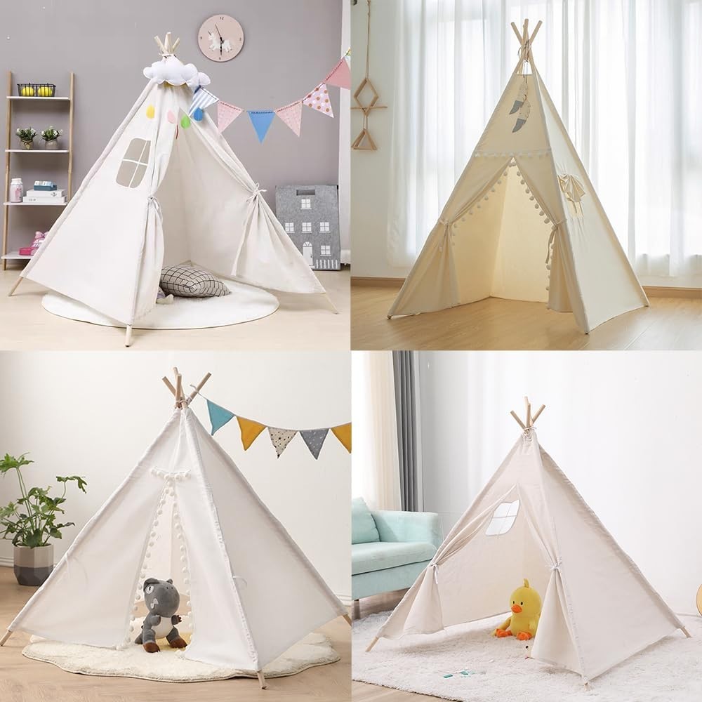 Teepee Replacement Pole Kit - Natural Pine Wood Stabilizer for Tent Support