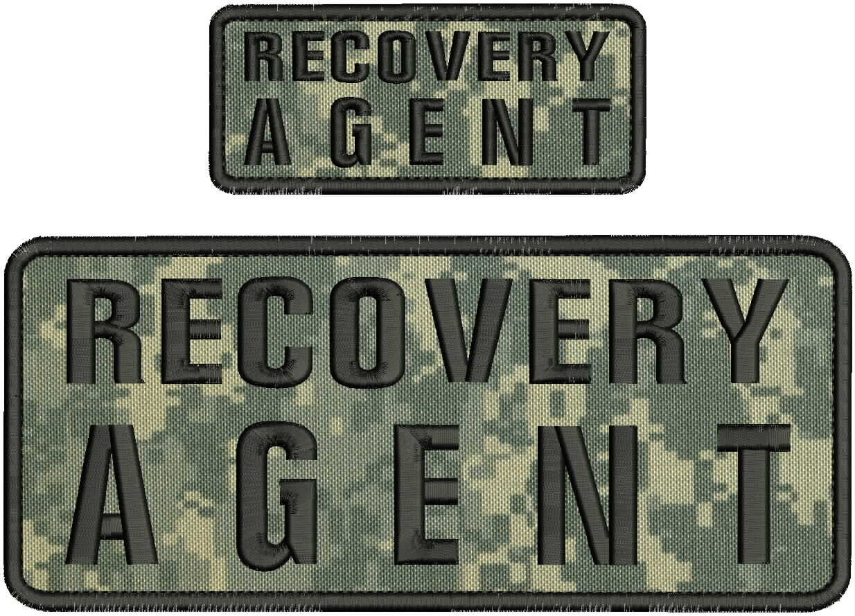 RECOVERY AGENT  EMB PATCH 4X10 & 2X5 HOOK ON BACK BLACK ON ACU