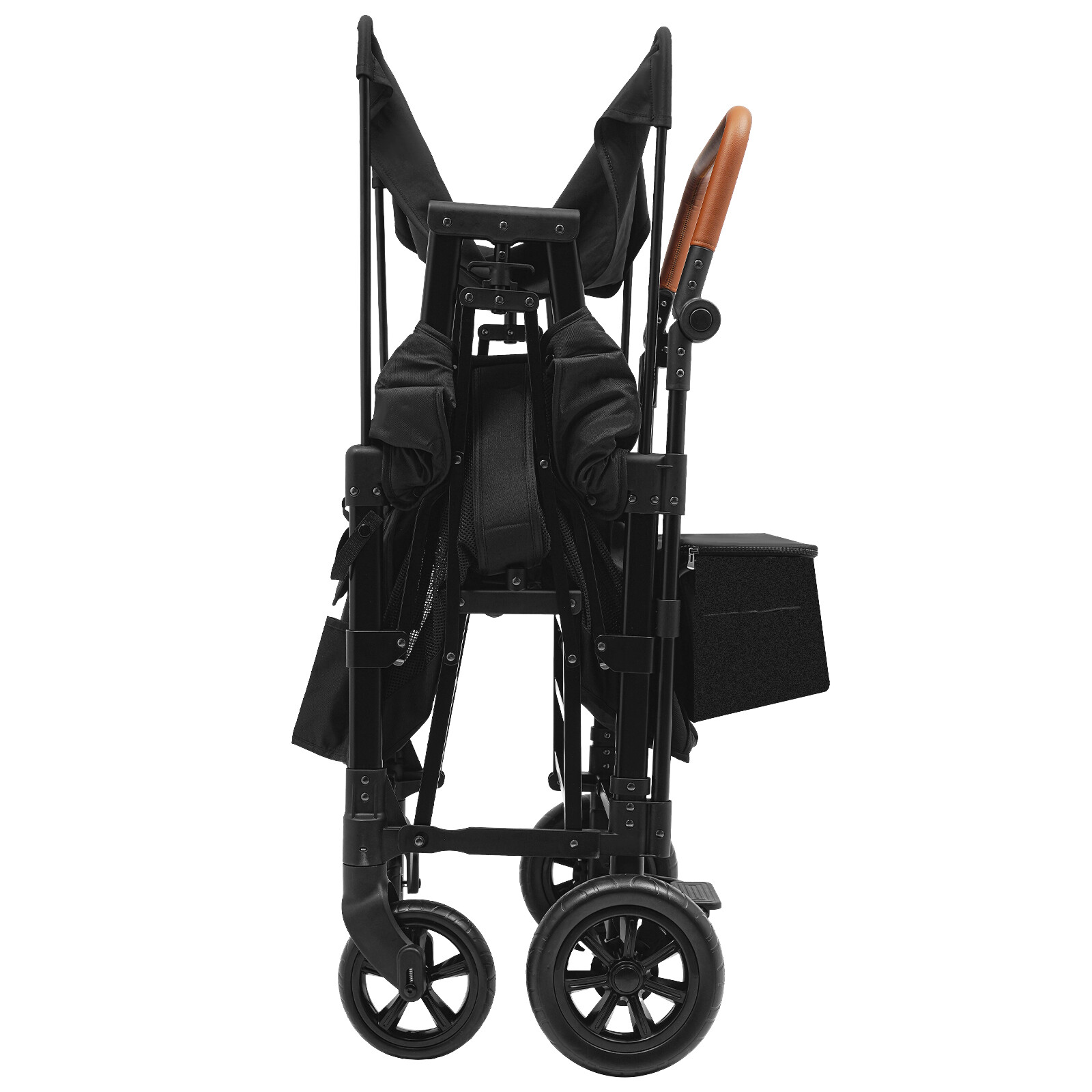 2 Kids Wagon Cart 2-Seat Stroller Wagon Collapsible Quad with Canopy For Travel