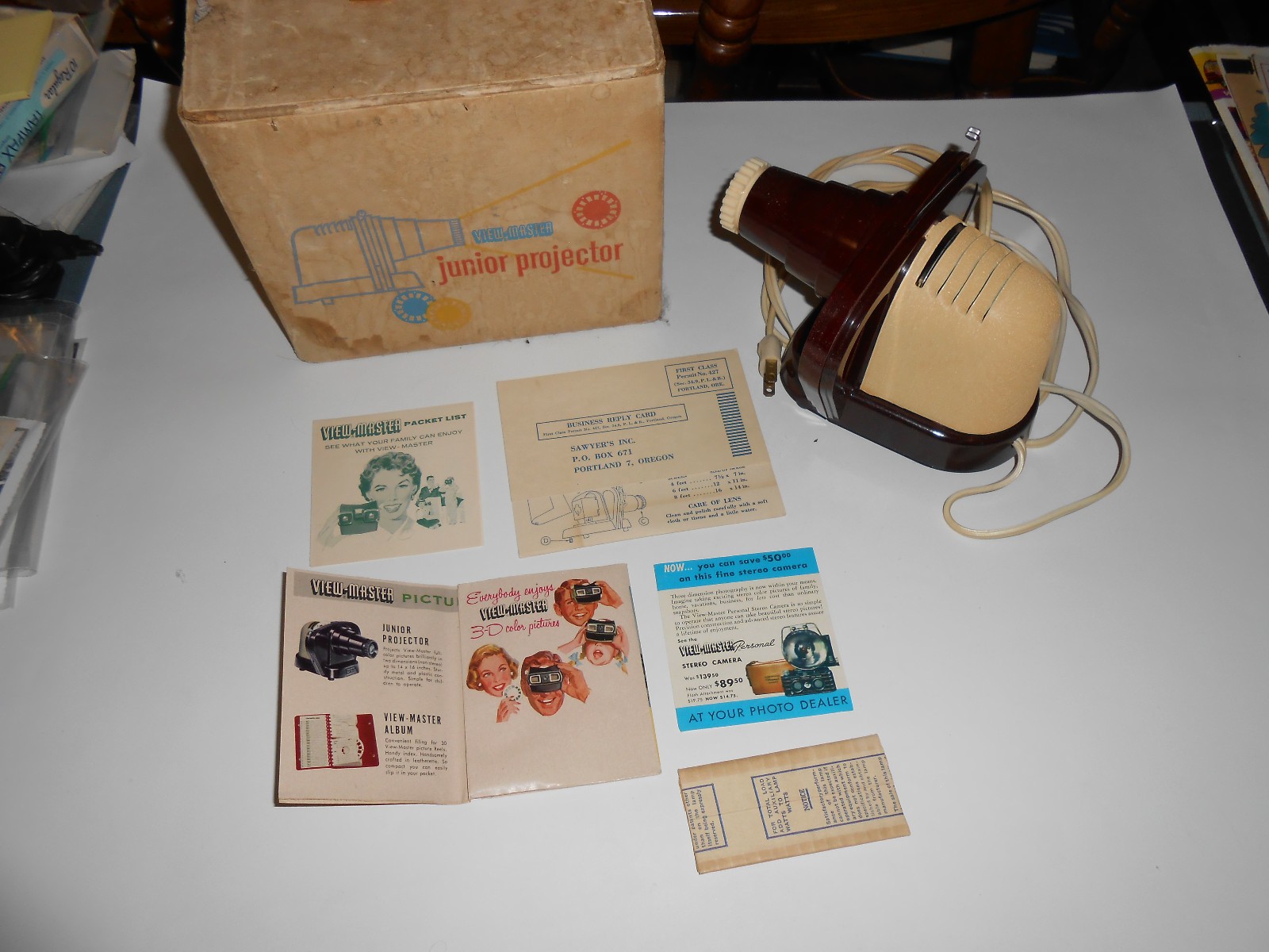 Vintage 1950s View Master Junior Projector Model 2004 w/ Box Kids Toy History