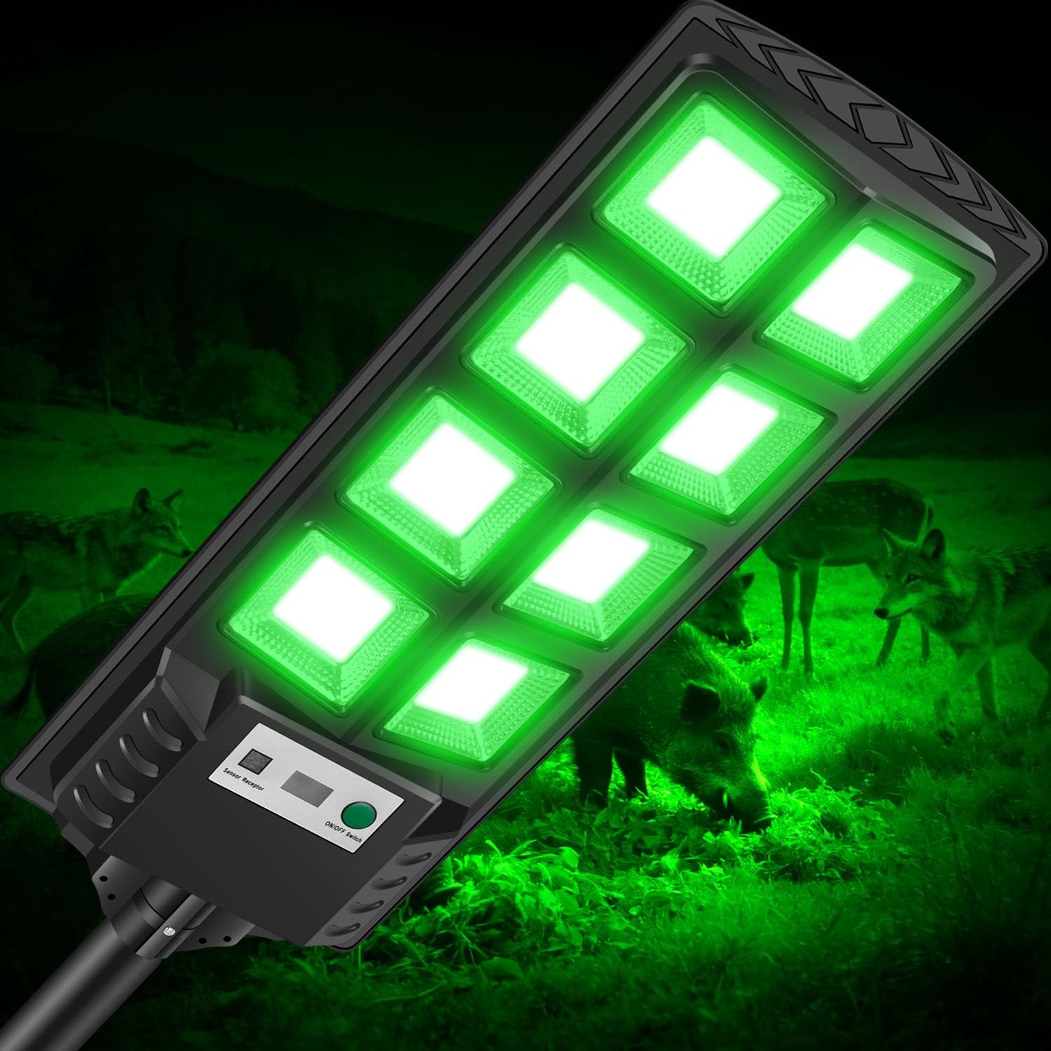 Solar Hog Lights for Night Hunting, 12000LM Green Solar Hunting Lights Outdoo...
