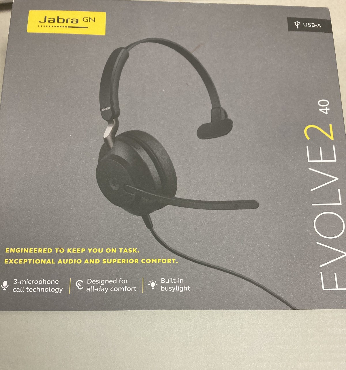 Jabra Evolve 2 40 MS Mono USB-A Corded Headset Open Box