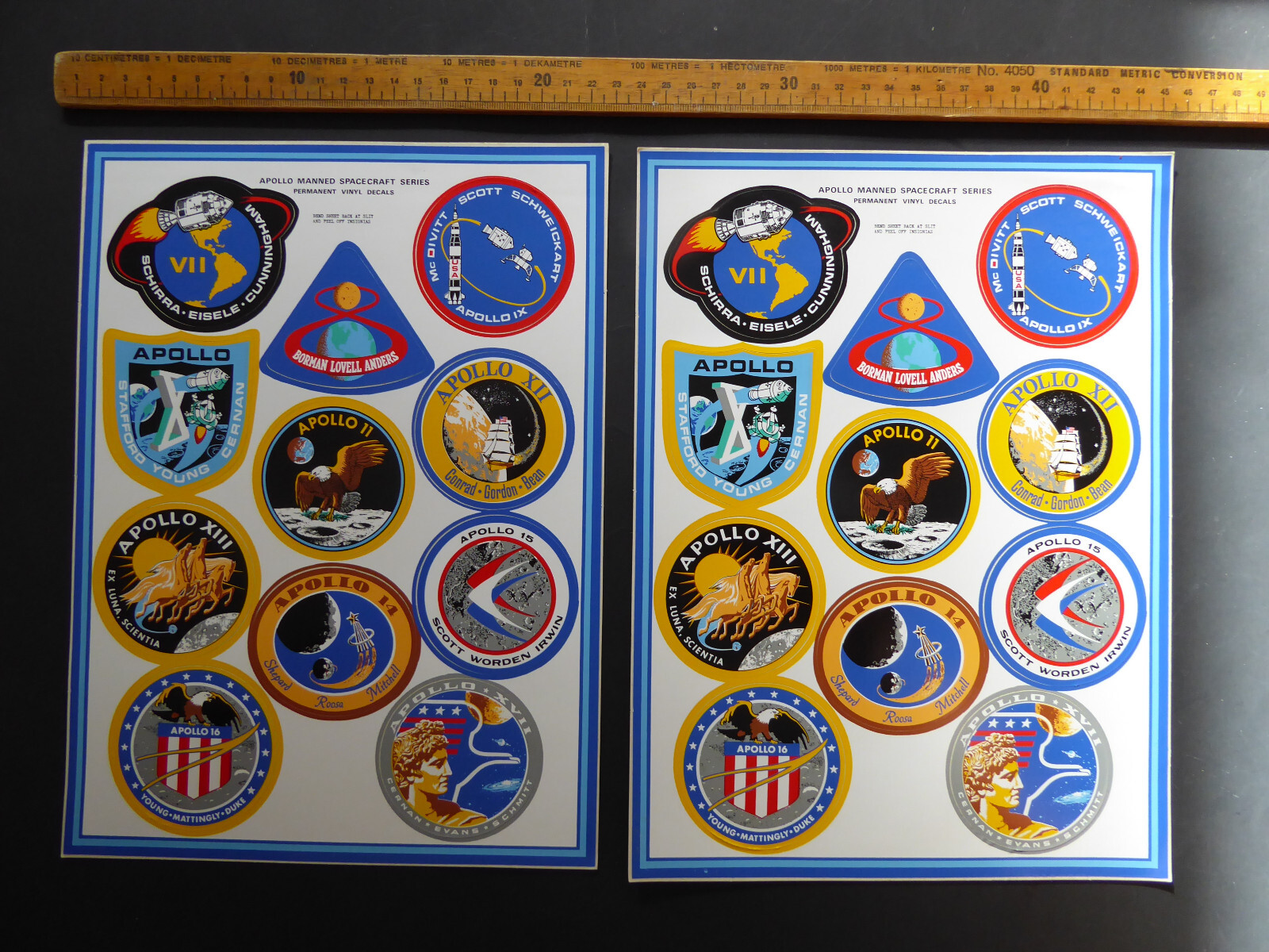 Two vintage Vitachrome California NASA sticker badges emblems sheets Apollo