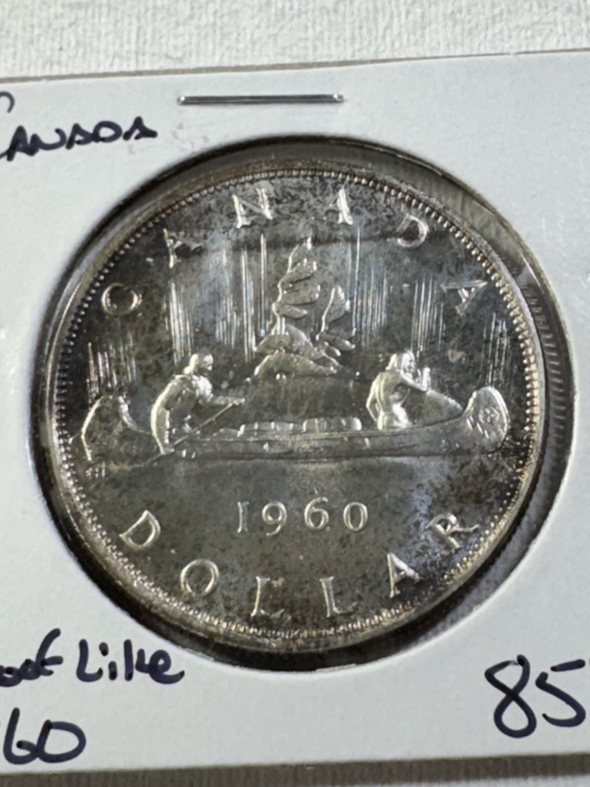 1960 Canada 1 Dollar Large Silver Coin Voyageur Proof Like