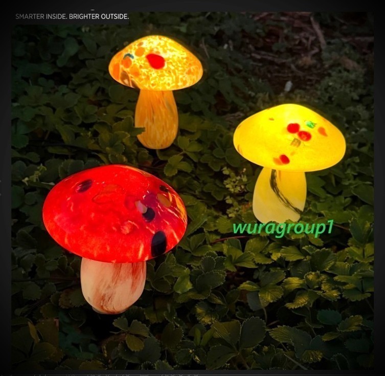Infinity X1 Solar Glass Mushroom Light Dusk-Dawn, 3-pack