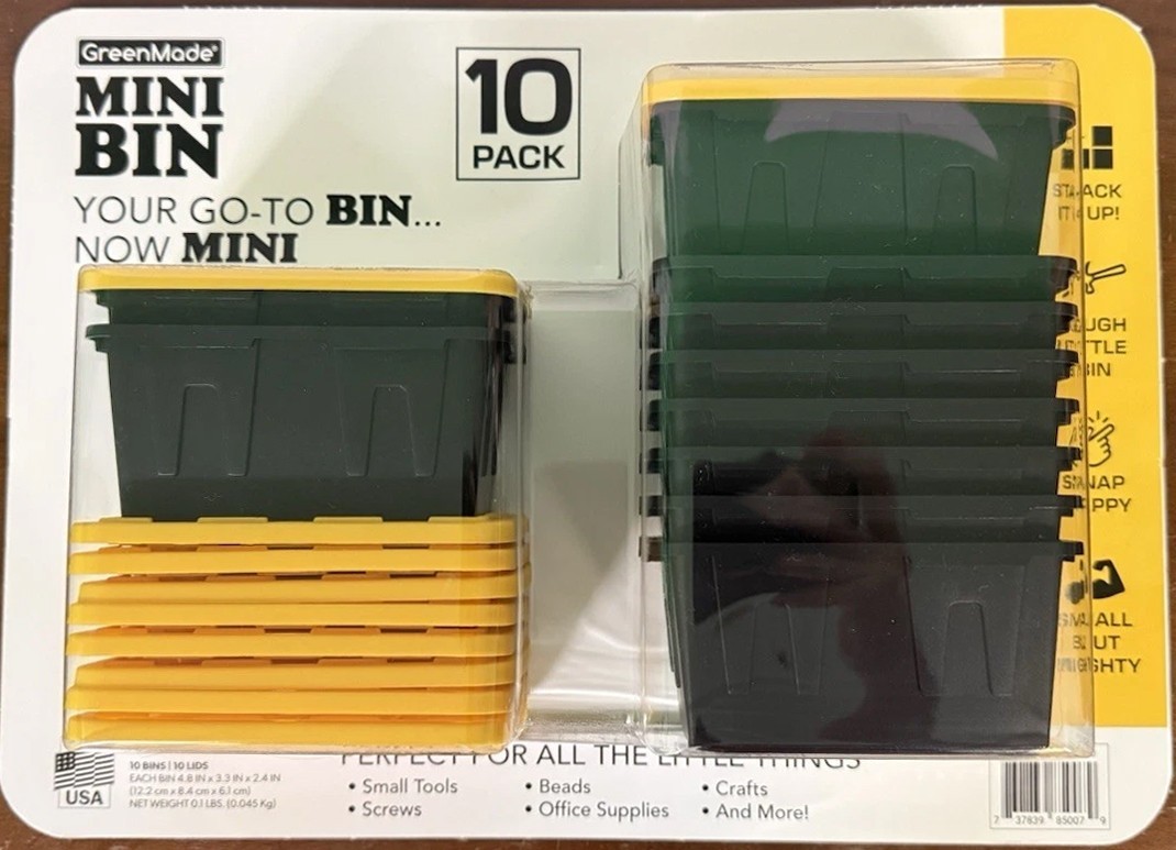 10-pack GreenMade mini storage bins/containers with lids NEW!