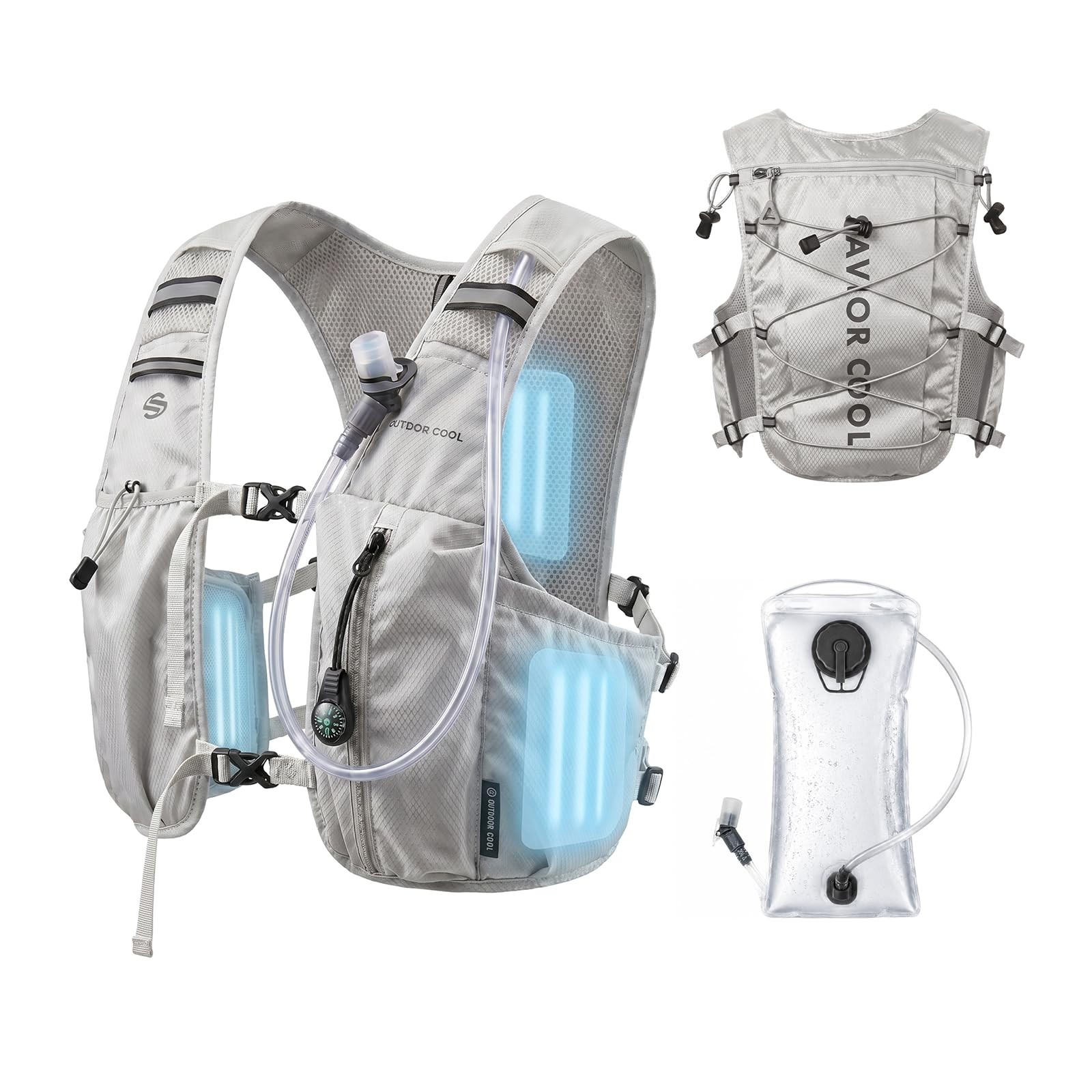 Running Hydration Vest Backpack with 3 Removable Ice Packs, 2L BPA-Free Water...