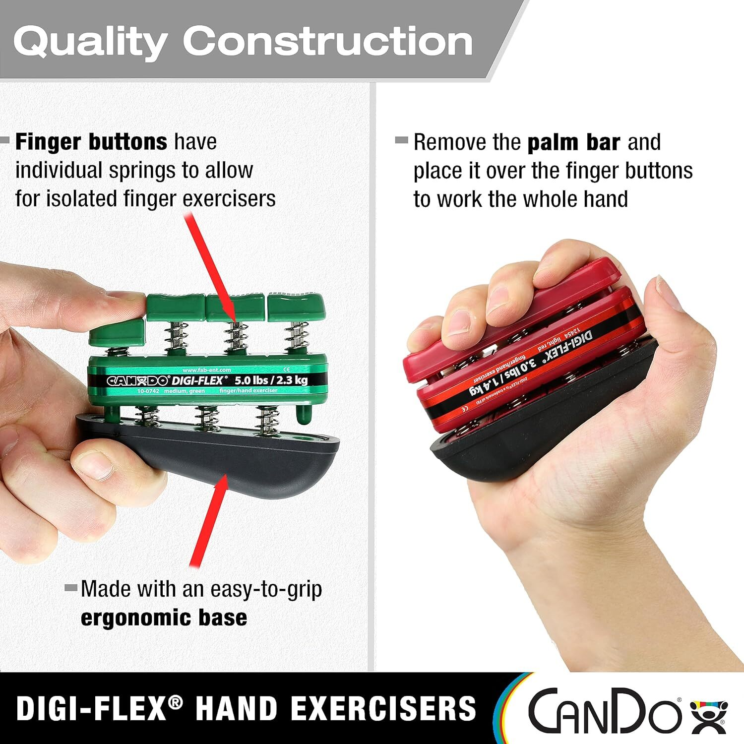 Ejercitador De Manos Y Dedos Digi-flex Verde - Tension Media - Para Destreza