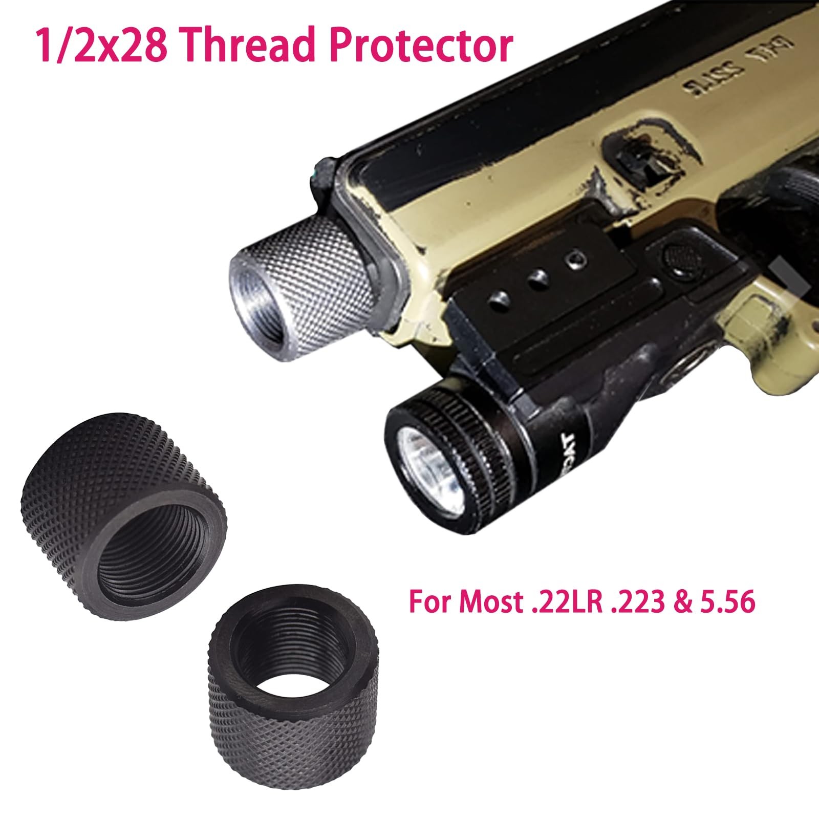 2 Pack Thread Protector 1/2 x 28 for 22LR .223 & 5.56, Blackness black