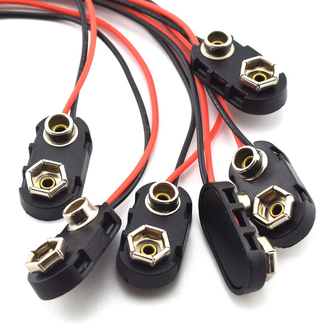9v Battery Snap Connector 6pcs Battery Button Clips With Wire Leads black Hard