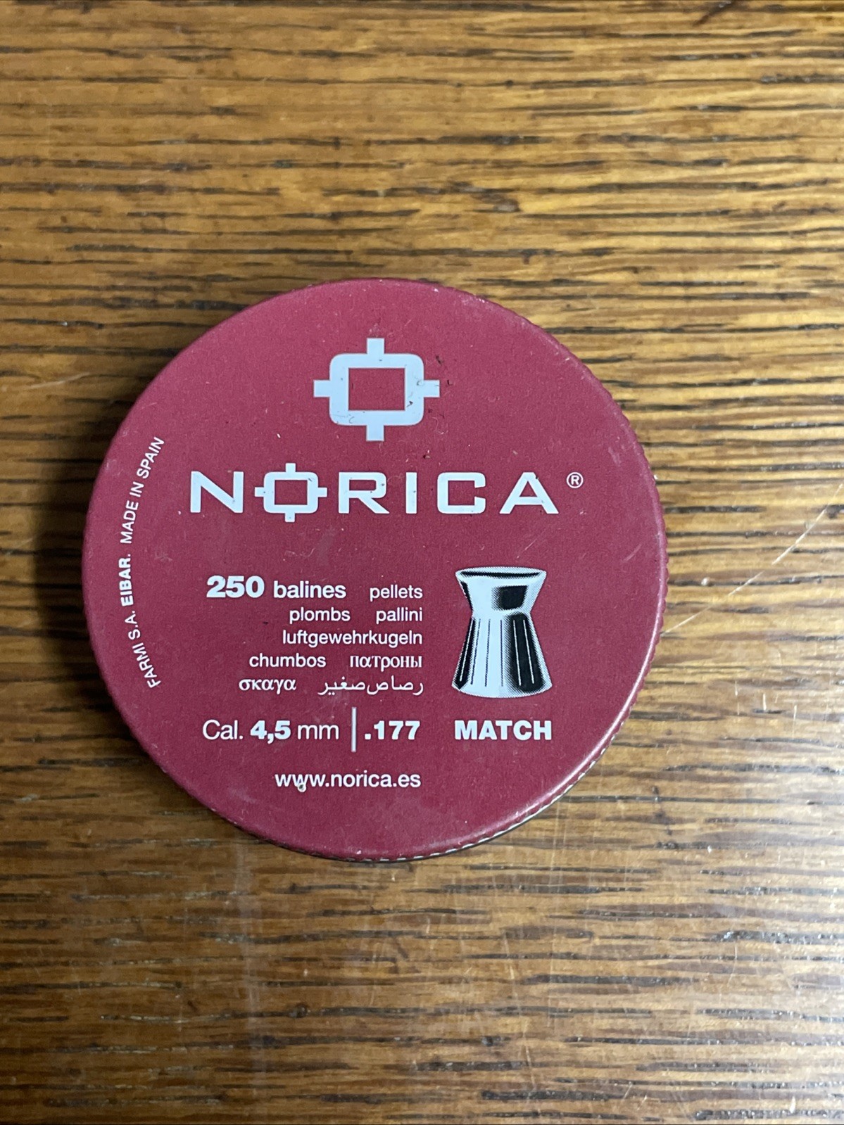 Norica Match .177 Cal 4.5mm 250 Count Airgun Pellets