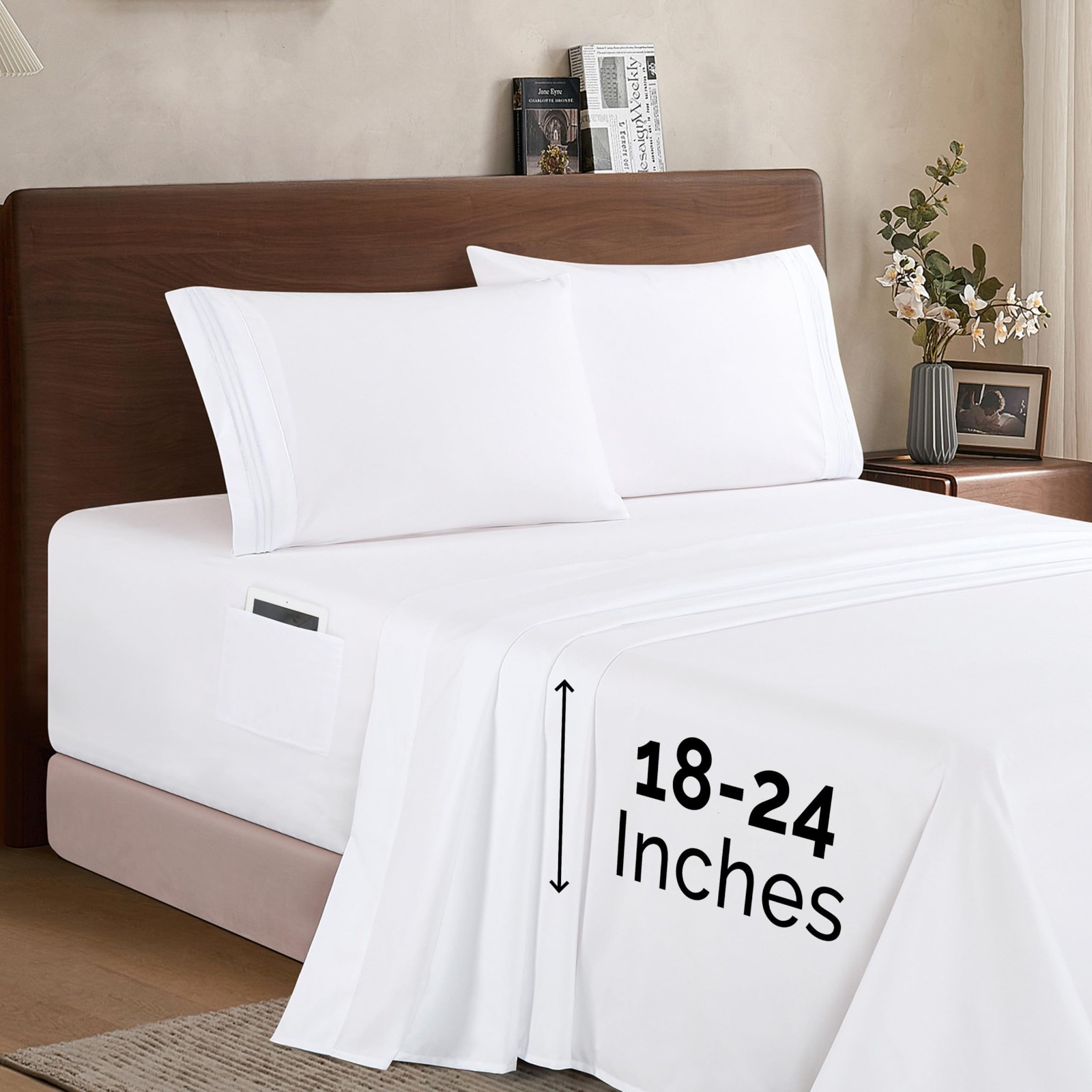 Luxury 1500 Thread Count Microfiber 4-Piece King Sheet Set - Extra Deep Pocket,