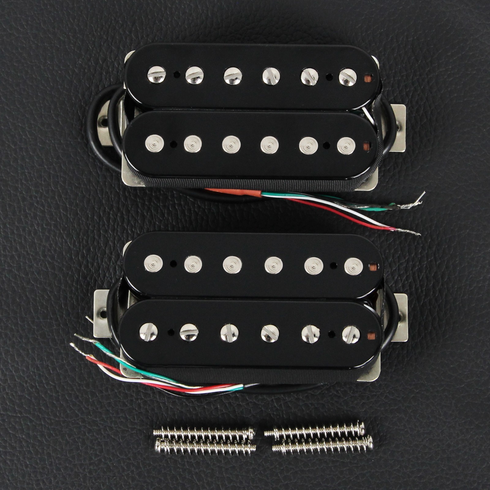 FLEOR Alnico 5 Humbucker Electric Guitar High Output Pickup N+B 14-15K Set Black