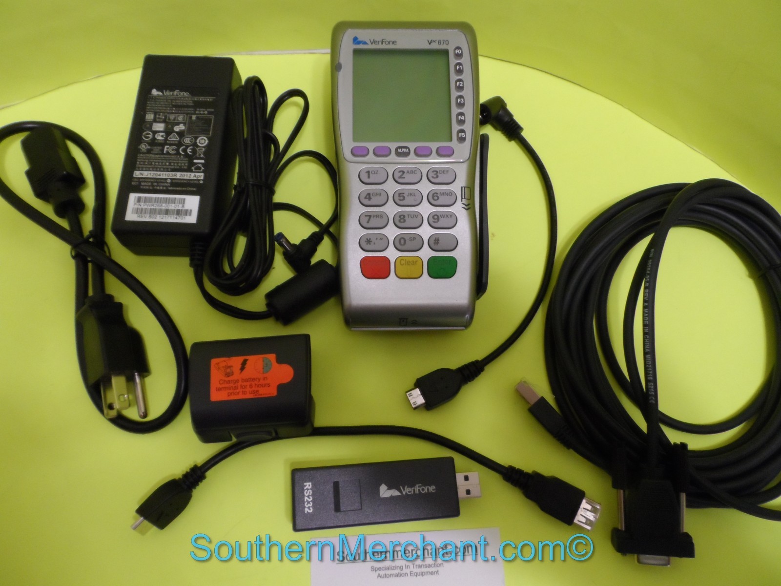 VeriFone VX670 Wireless GPRS/GSM CREDIT CARD TERMINAL RS232 Dongle and PC cable