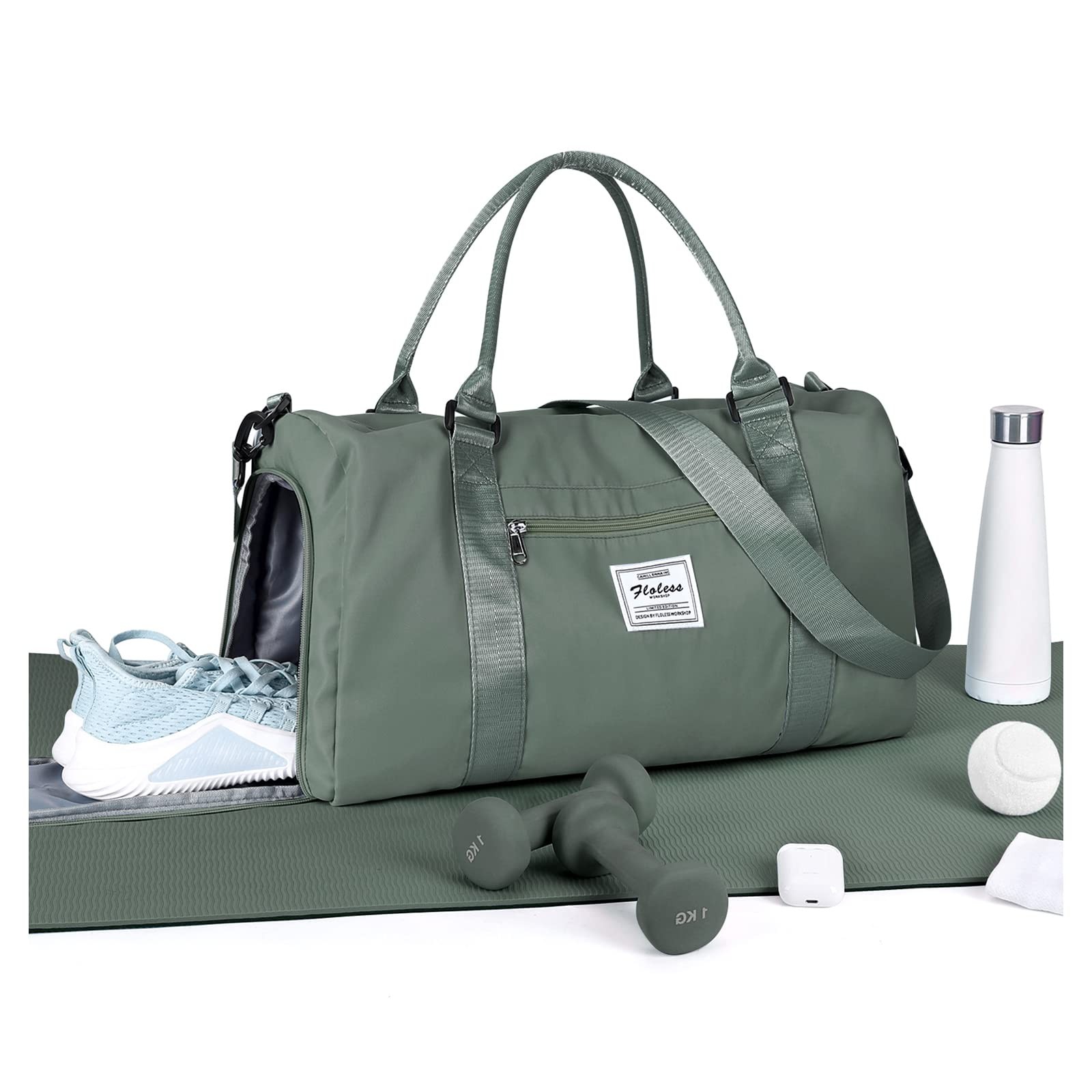 Bolsa De Viaje y Gimnasio Para Mujer Bolso Mano Deportivo Compartimento Zapatos