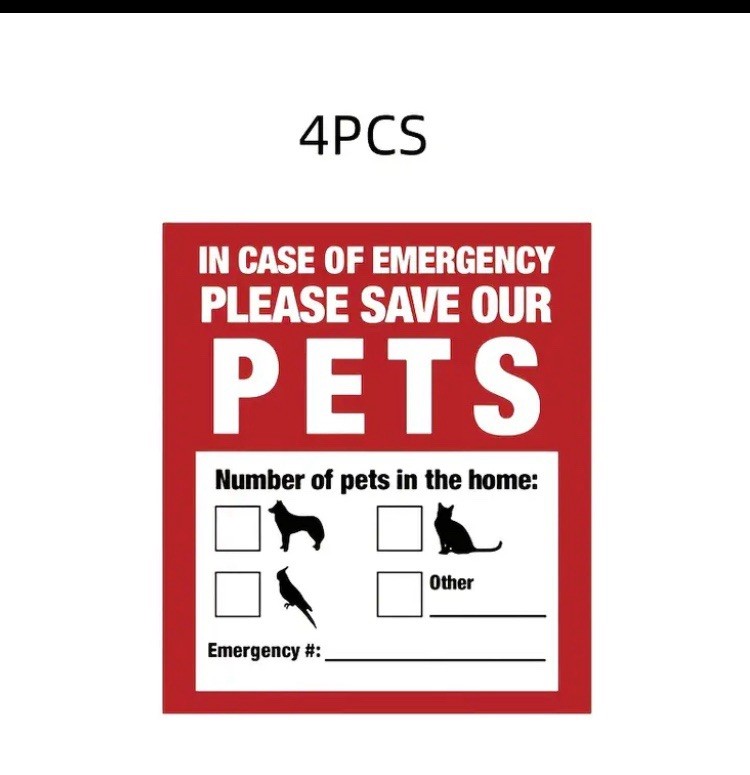 10 PACK Red Pets Inside Alert 4" Rescue Emergency Fire Window Stickers Decals