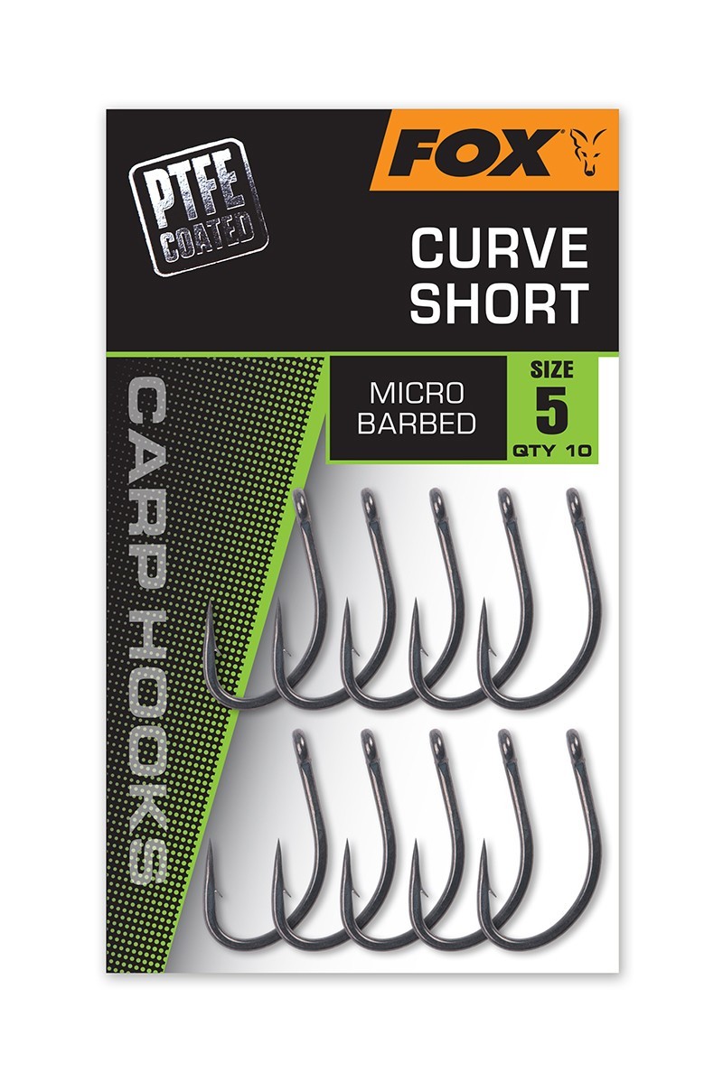 Fox Curve SHORT Hooks - PTFE Coated - Carp Fishing - 10 Per Pack