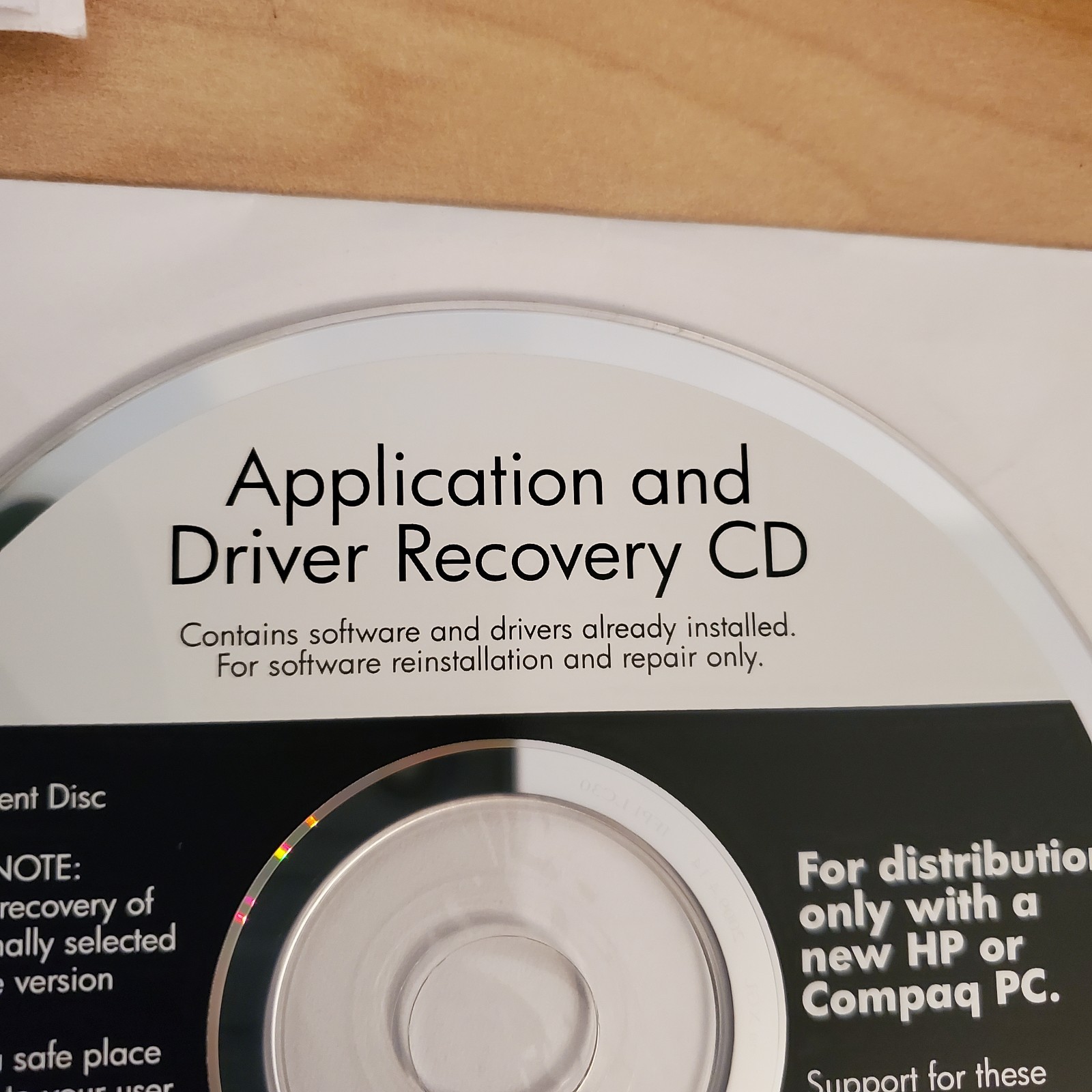 HP Compaq Application and Driver Recovery CD 538588-B21