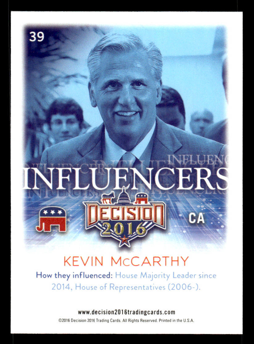 2016 Decision 2016 #39 Kevin McCarthy Card