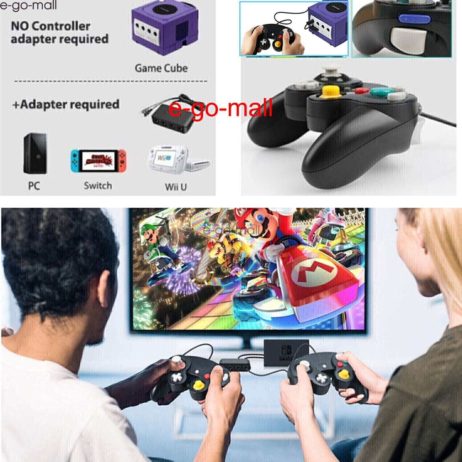 2 Pack Wired Gamecube Controller for Switch Wii U PC(need adapter) GameCube
