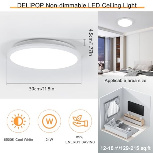 12 Inch Ceiling Light, 24W Surface Flat LED Ceiling Light for 1 Pack