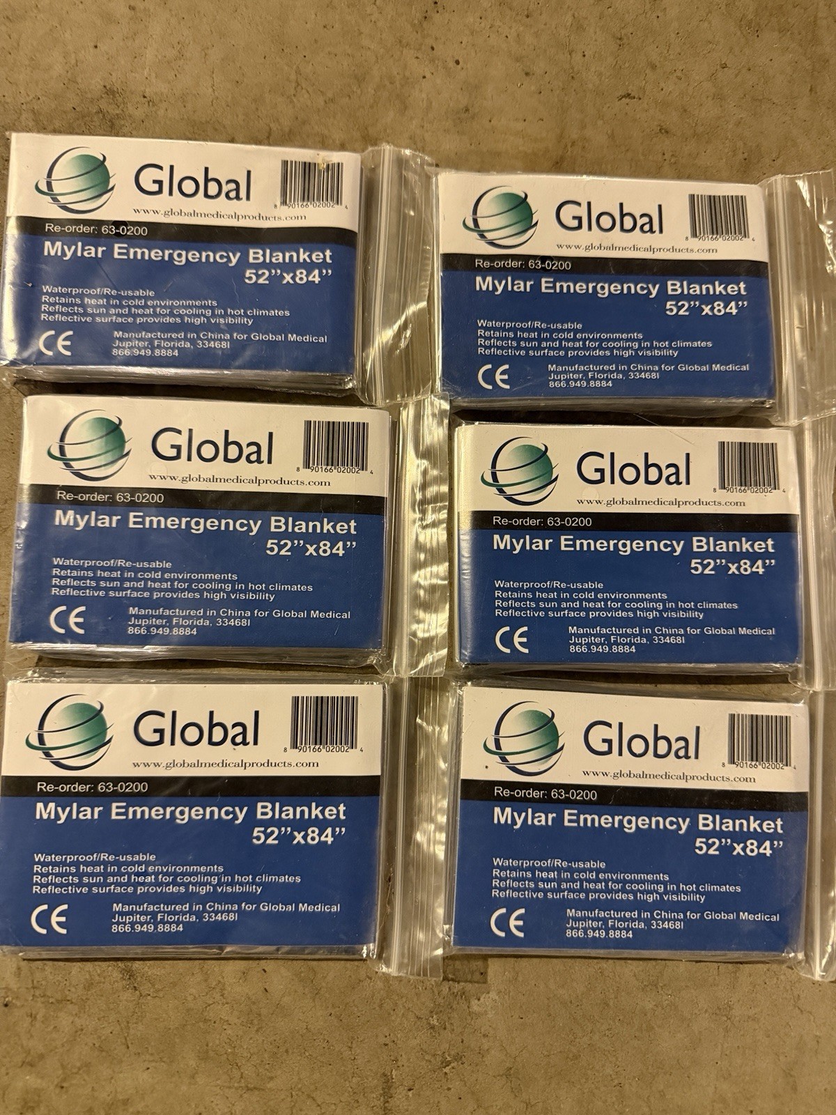 6 Emergency Rescue Space Thermal Mylar Blankets 84 x 52 New ! Free Shipping !