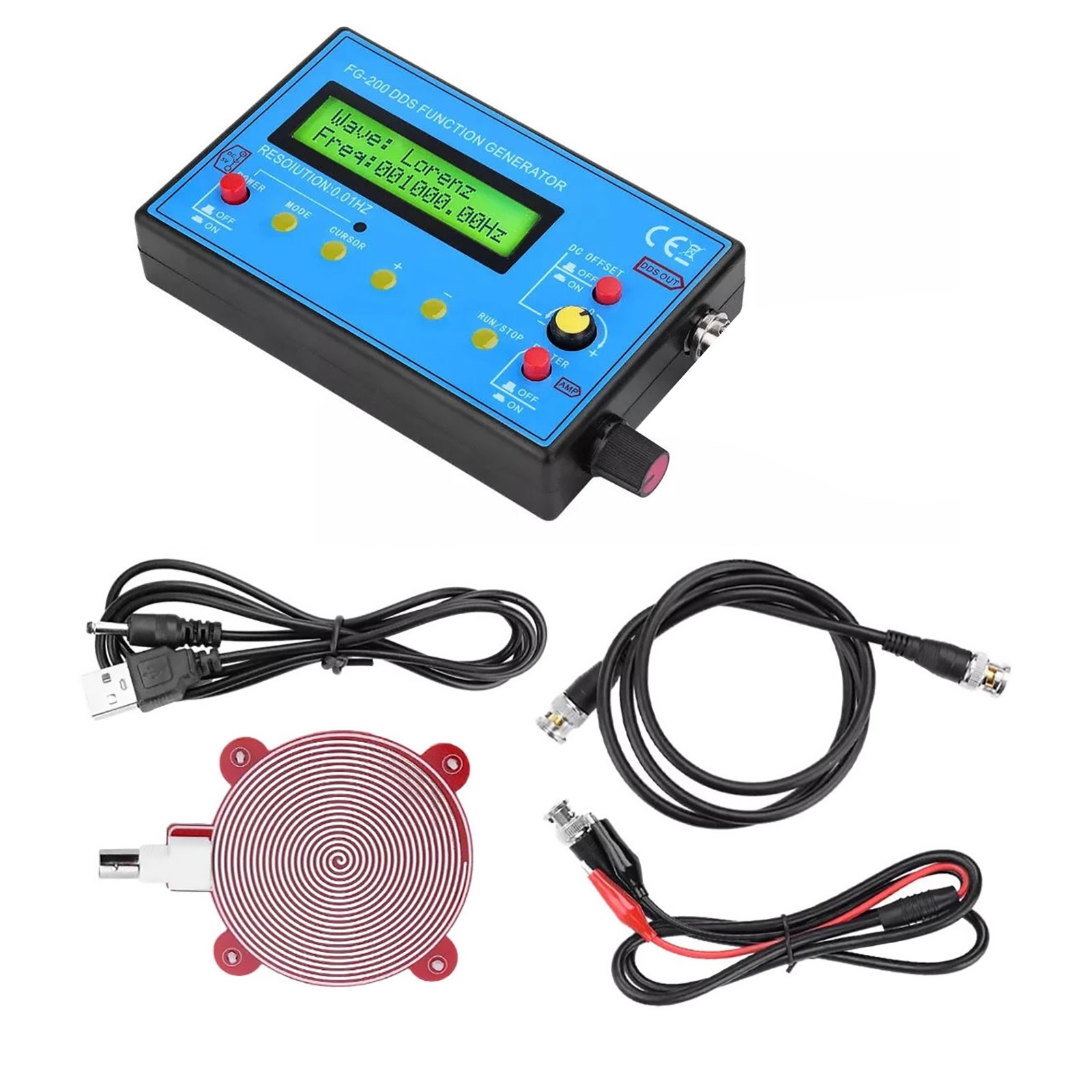 Portable DDS Function Generator 0.01Hz-500kHz 15 Wave Output LCD Display Unit