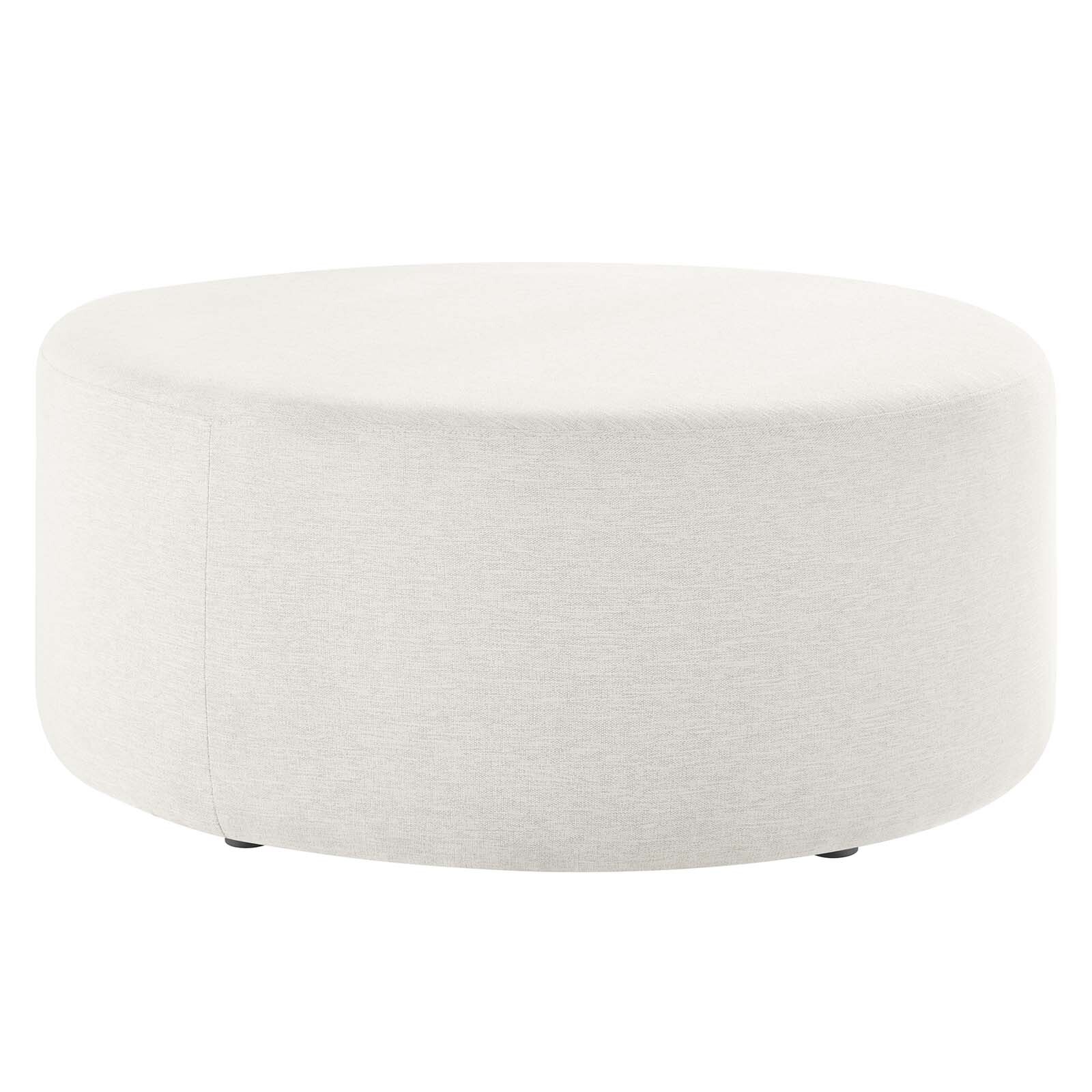Modway Large 38" Round Woven Heathered Fabric Upholstered Ottoman