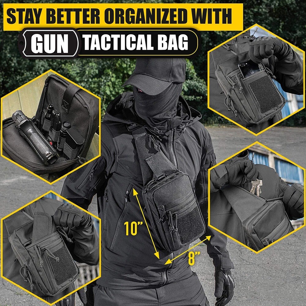 Tactical Gun Bag Concealed Carry Crossbody Shoulder Chest Pack Bag for Handguns