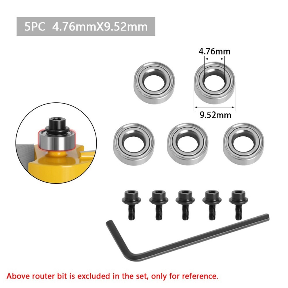 10pcs Router Bits Top Mounted Ball Bearings Guide For Router Bit Bearing Repair