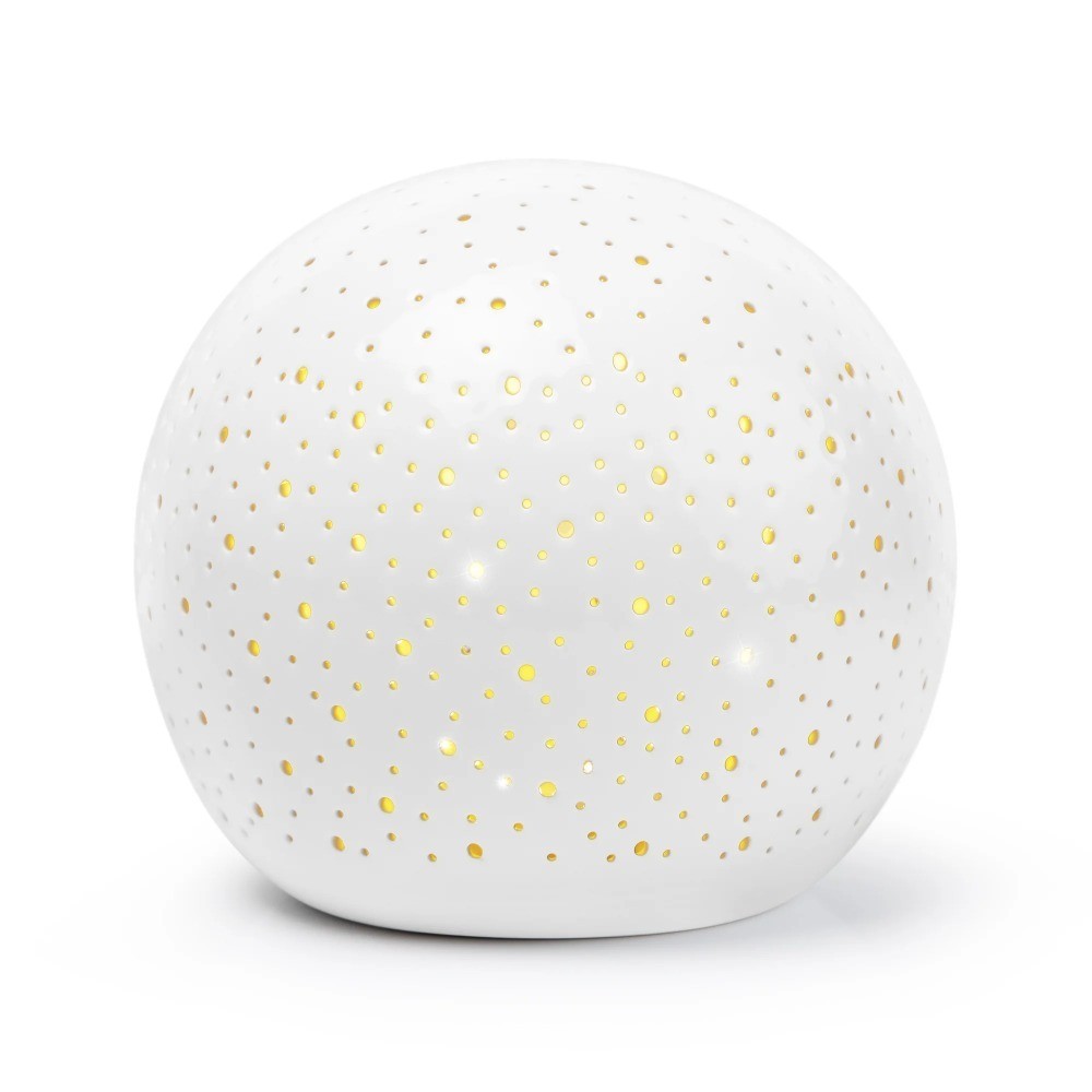 Battery Powered LED Ceramic Sphere Lamp with Holes Warm White Light