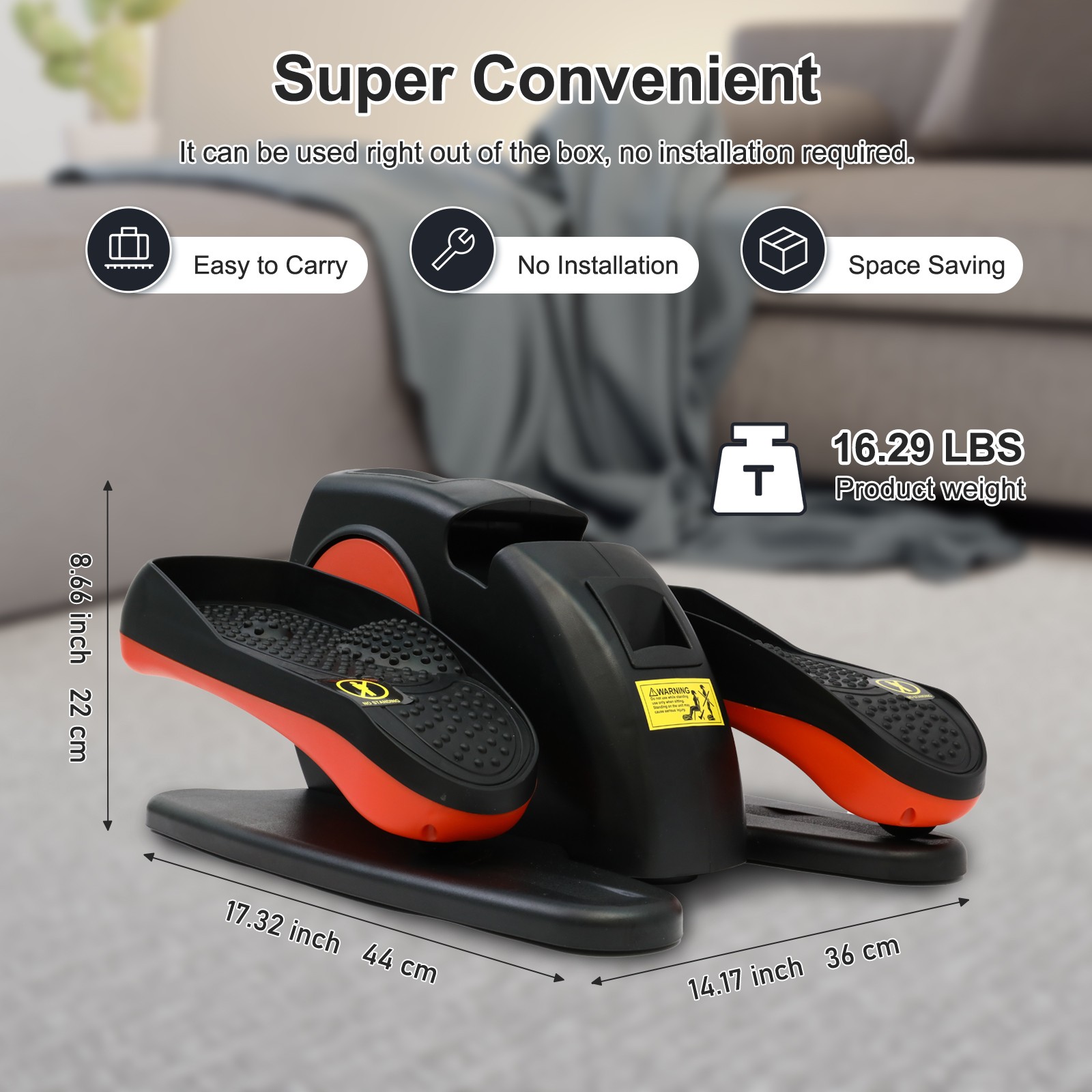 Under Desk Elliptical Machine, Ellipse Leg Exerciser For Seniors Fully Assembled