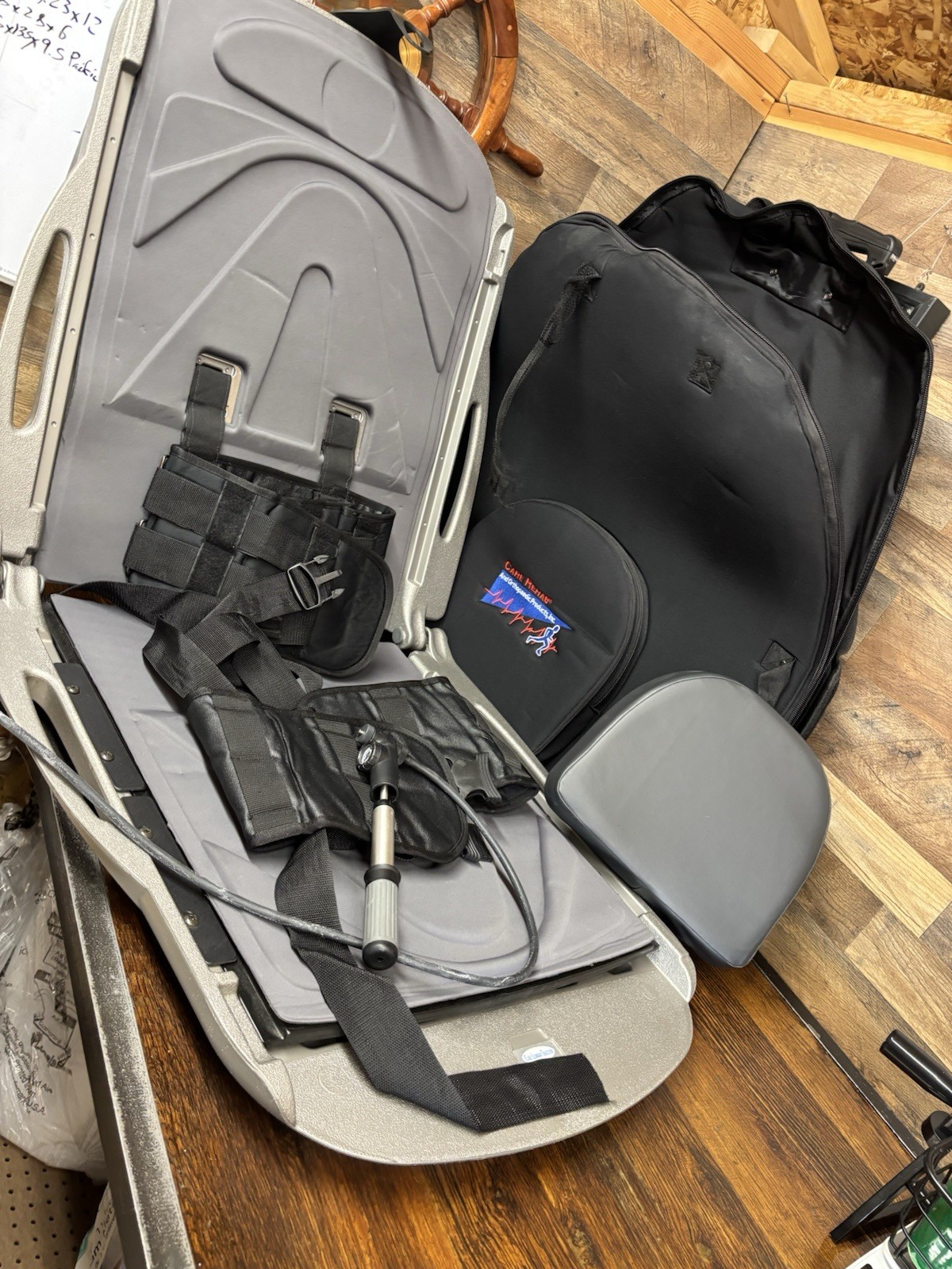 Care Rehab Home Lumbar Traction Device w Pump and Travel Case MISSING 1 BUCKLE