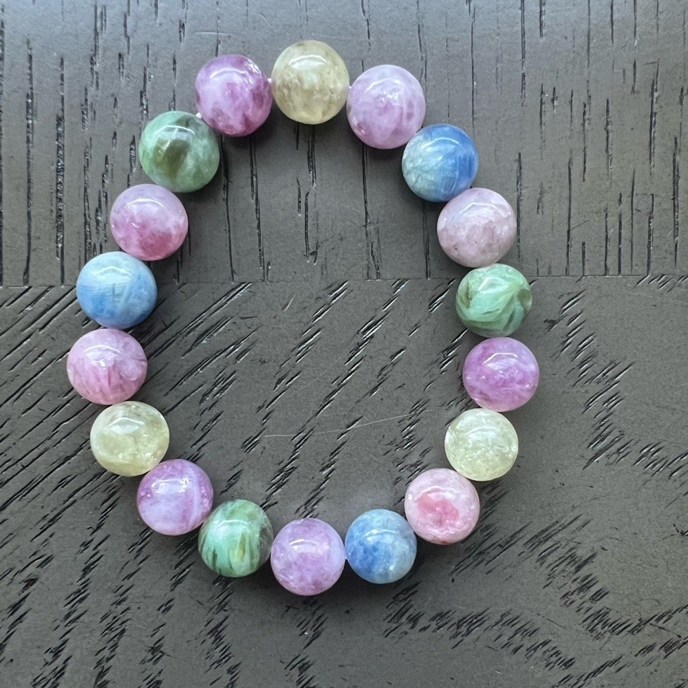 Lepidolite kyanite bracelet 11mm SIZE 6.75’
