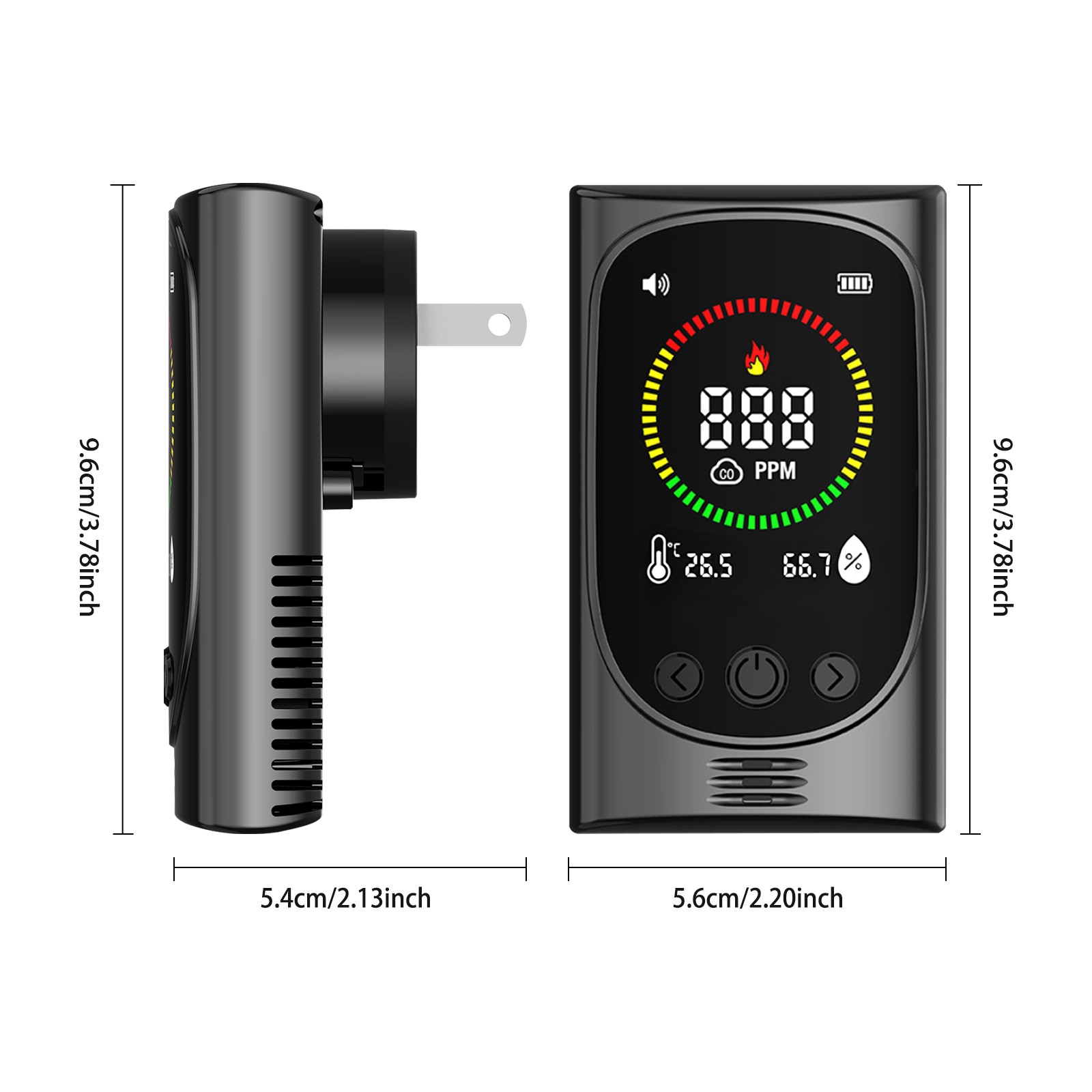 HD Color Screen Gas Leak Alarm US Plug for Home RV Garage Gas Detector