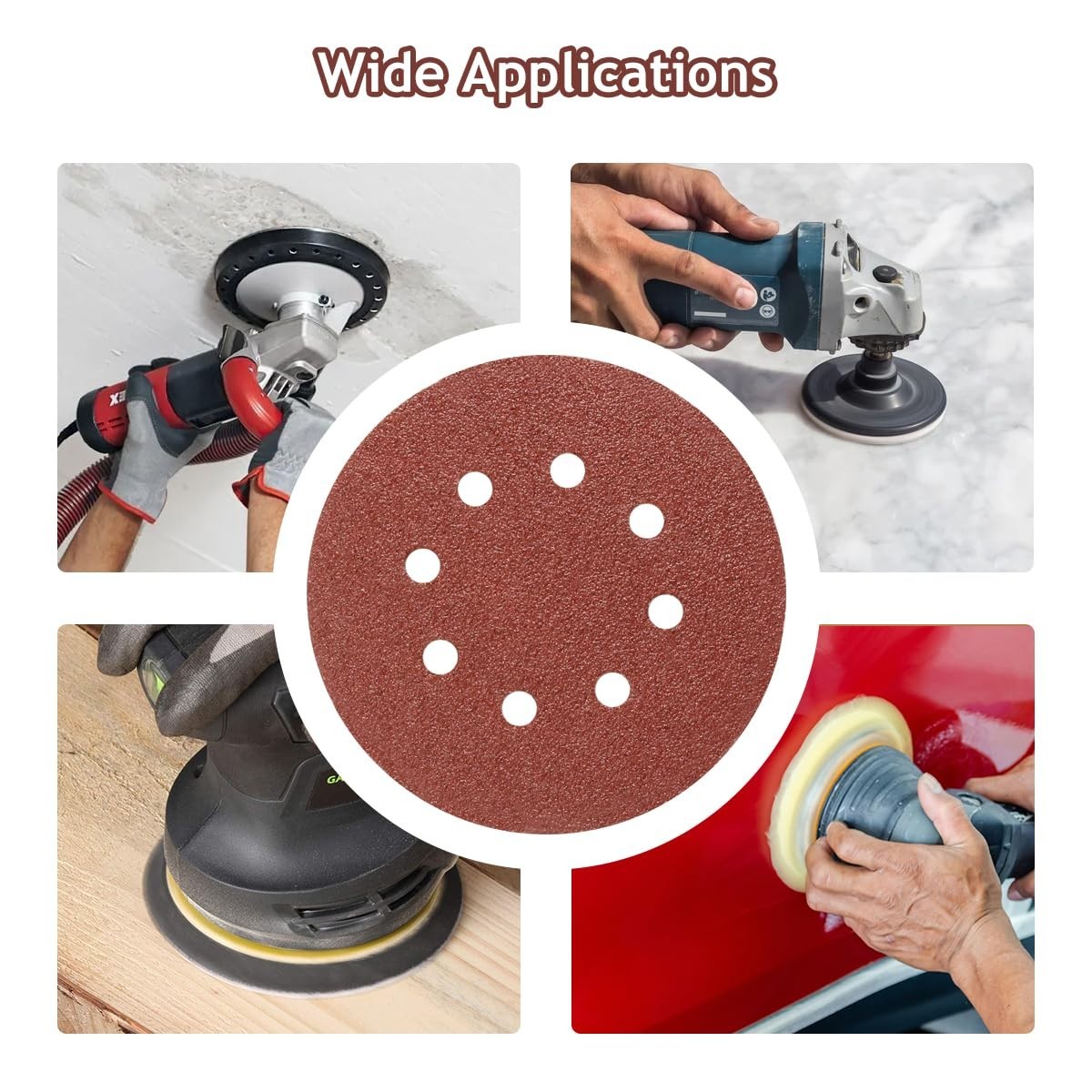 5 Inch 40 Grit Sanding Discs – 50 Hook and Loop options for All Surfaces