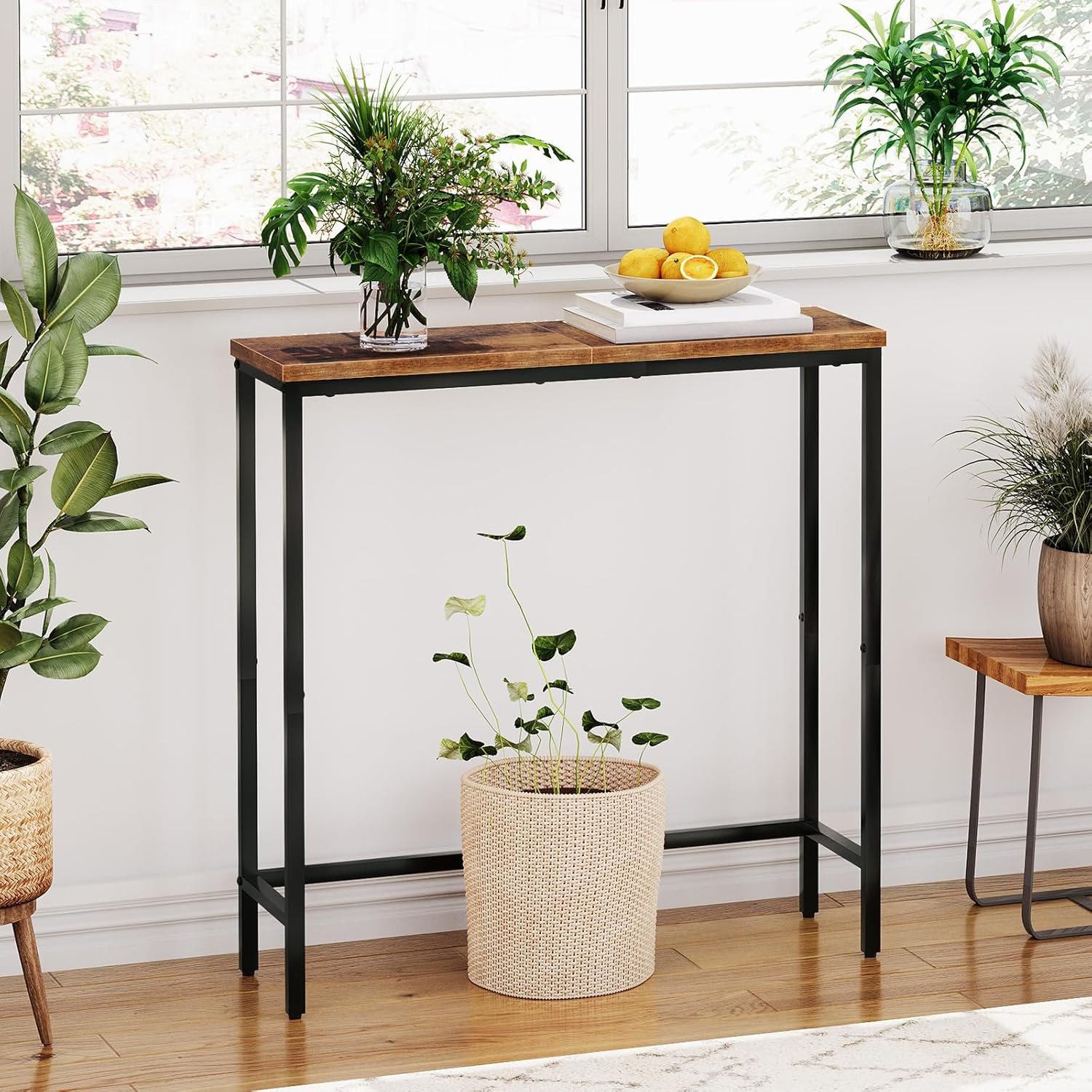 Narrow Console Table, 29.5" Small Entryway Table, Thin Sofa Side Display Table,