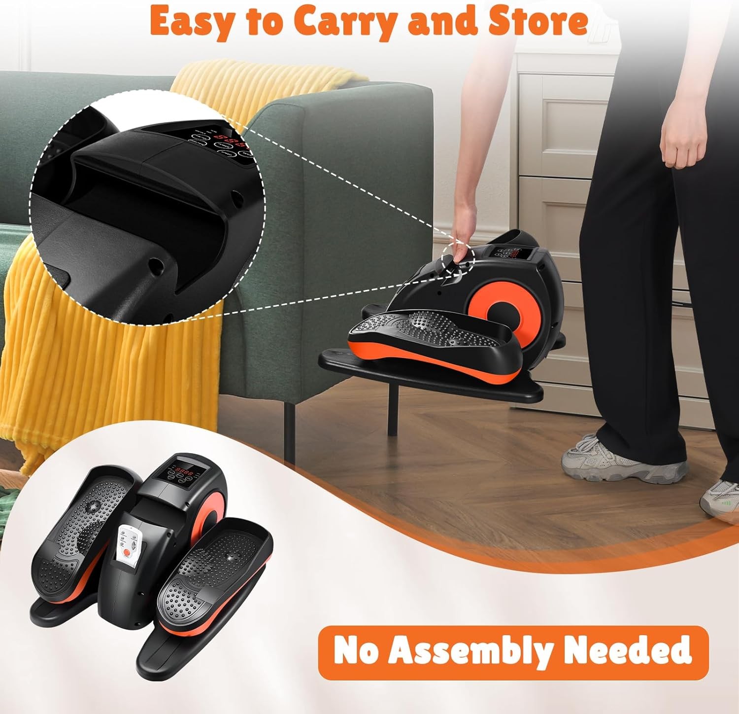 Under Desk Elliptical Machine, Ellipse Leg Exerciser For Seniors Fully Assembled