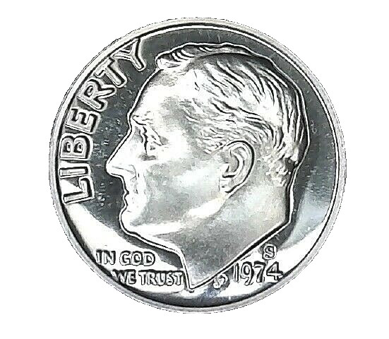 WORLD COIN SALE--1974 S UNITED STATES ROOSEVELT PROOF DIME KM# 195a