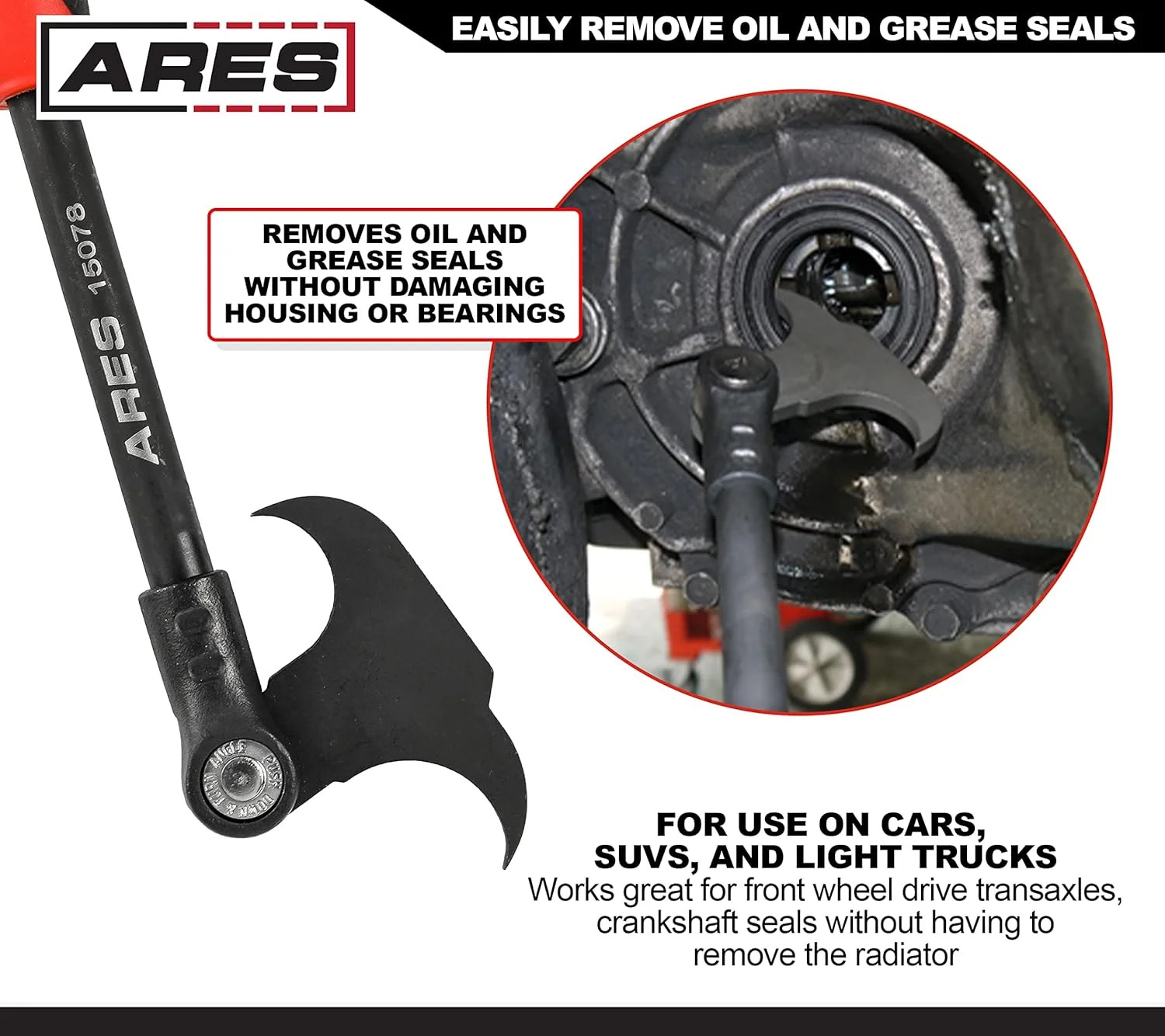 ARES 15078-12-Inch Indexing Seal Puller - 14 Adjustable Locking Positions - Dual