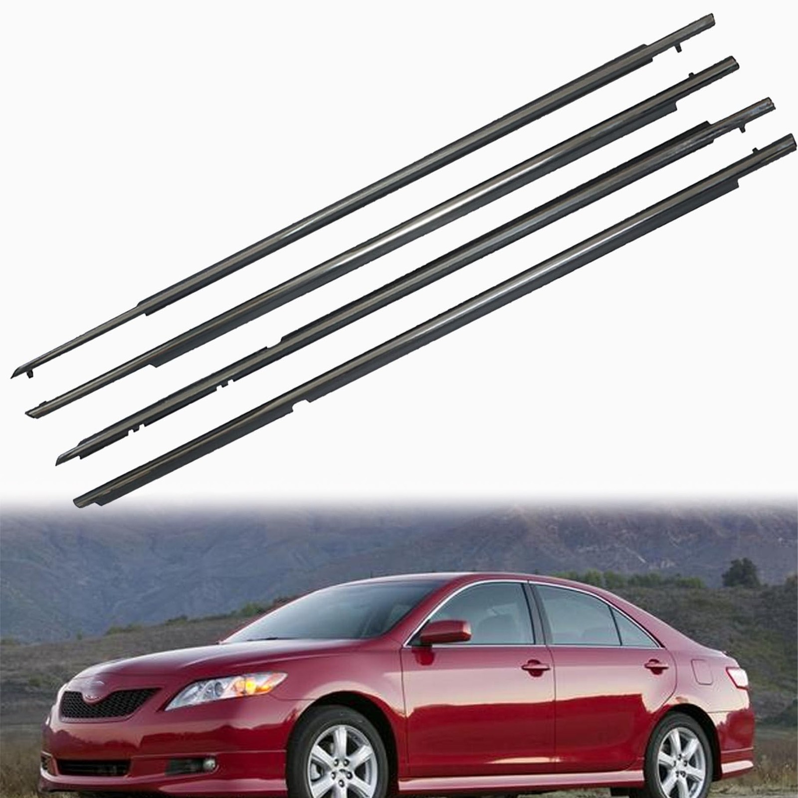 4Pcs Weatherstrip Seal Belt Window Moulding Trims 2007-2011 Camry 75720-06080