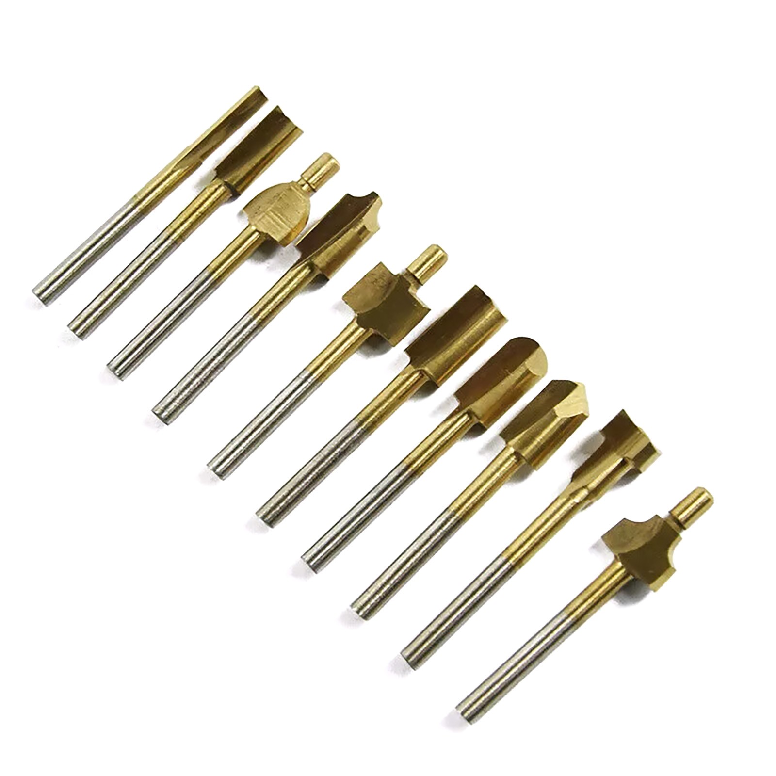 10x 1/8 inch 3MM Titanium Mini Hss Router Bits Trimmer Shank For Rotary Tool