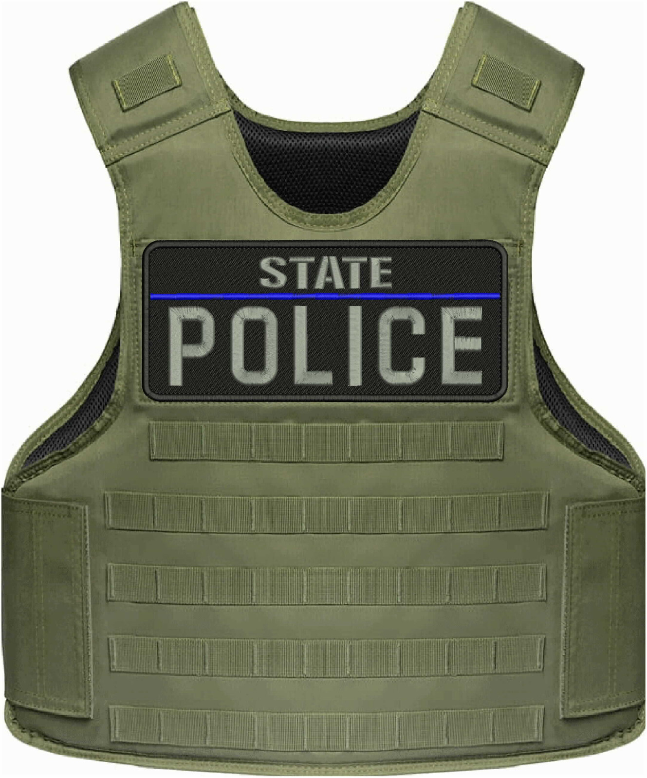 State Police 1 Emb Patch 4x10 VELCR@ On Back Gray On Black