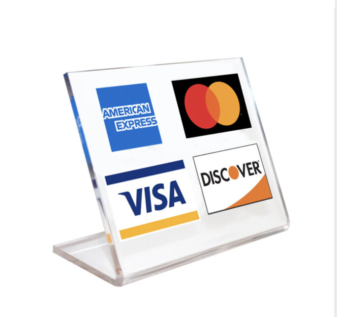 Acrylic Countertop Accept Credit Card Register Sign Visa Mastercard Stand NEW