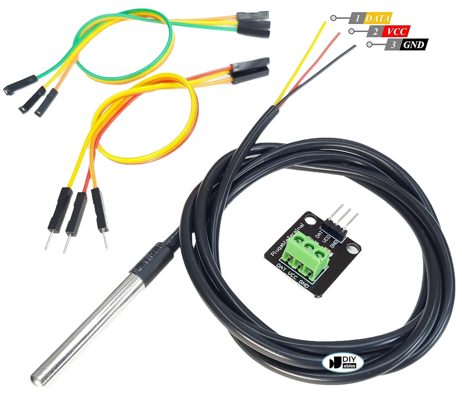 DS18B20 Temperature Sensor for Arduino, ESP32, ESP8266, Raspberry Pi, Waterproof