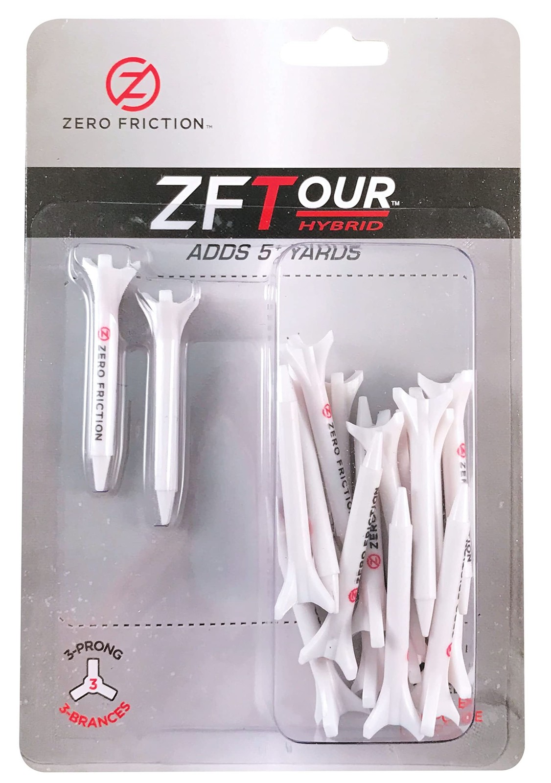 Zero Friction Tour Golf Tees 20 Pack White 1-3/4-Inch