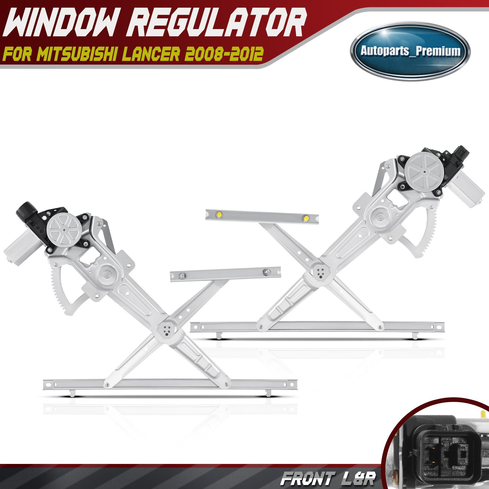 2x Window Regulator w/ Motor for Mitsubishi Lancer 2008-2012 Front Left & Right