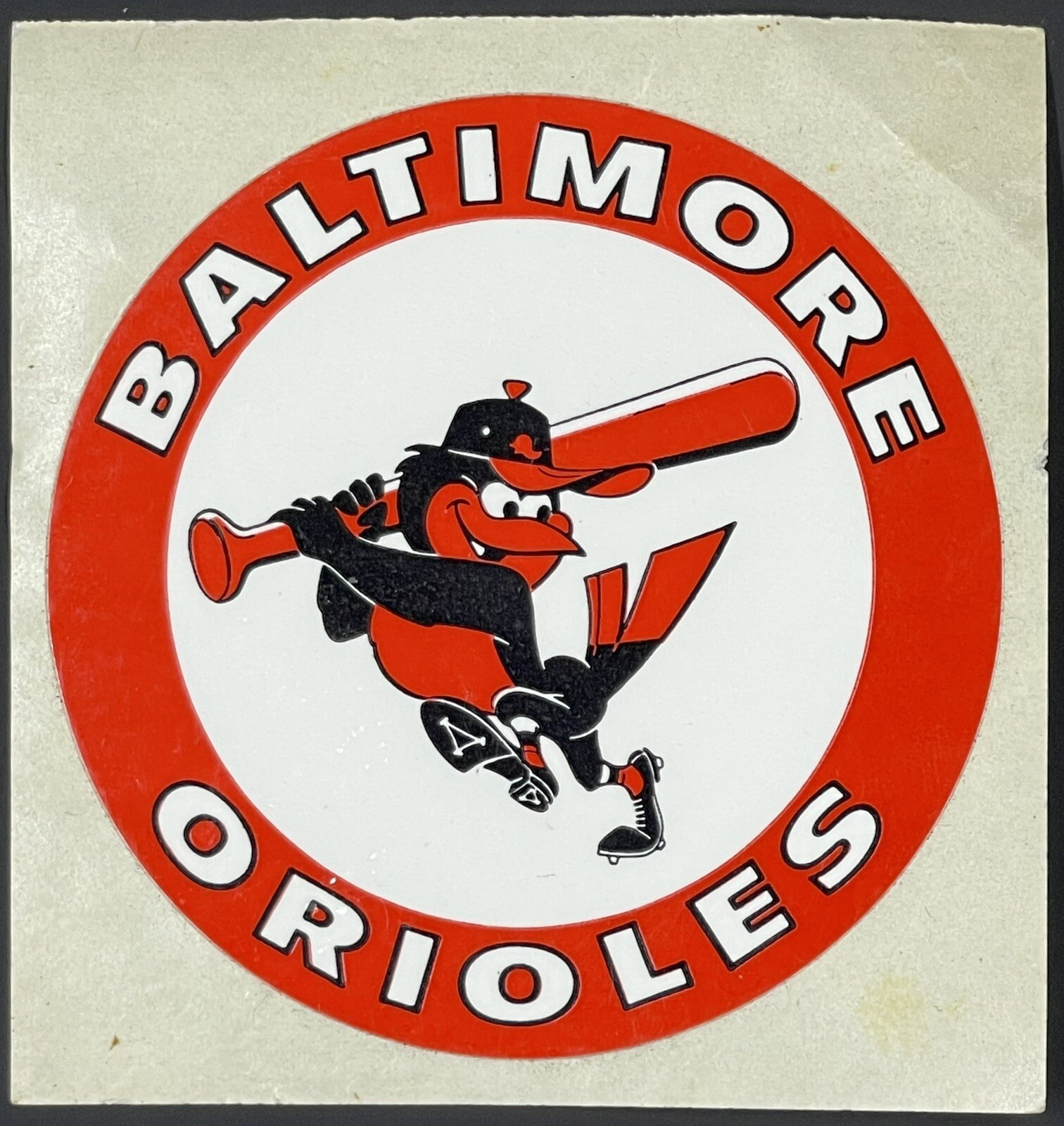 1980’s Vintage Baltimore ORIOLES Baseball Decal Sticker "BIRD BATTING" Logo RARE